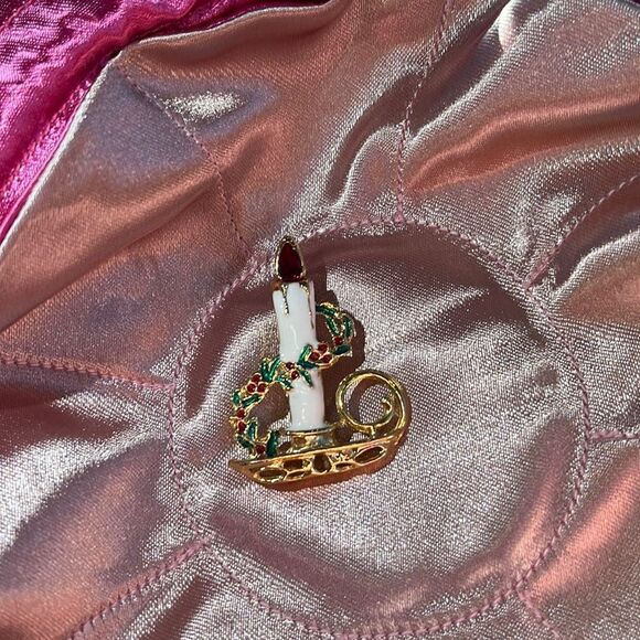 CHIRSTMAS CANDLE BROOCH - Picture 1 of 5